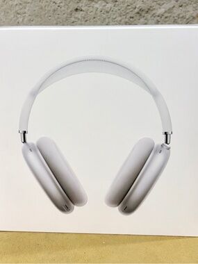 Apple AirPods Max Over-Ear Headphones Silver with white headband.  Never used